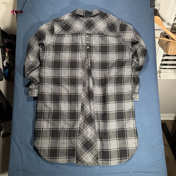 Duluth Trading Black Green Folklore Flannel Duster Women Size XL Pockets - Picture 5 of 5